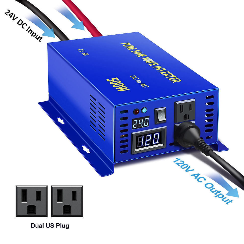 Thumbnail: 500W Pure Sine Wave Solar Inverter 24V 220V Car Power Inverter Battery Bank 12V