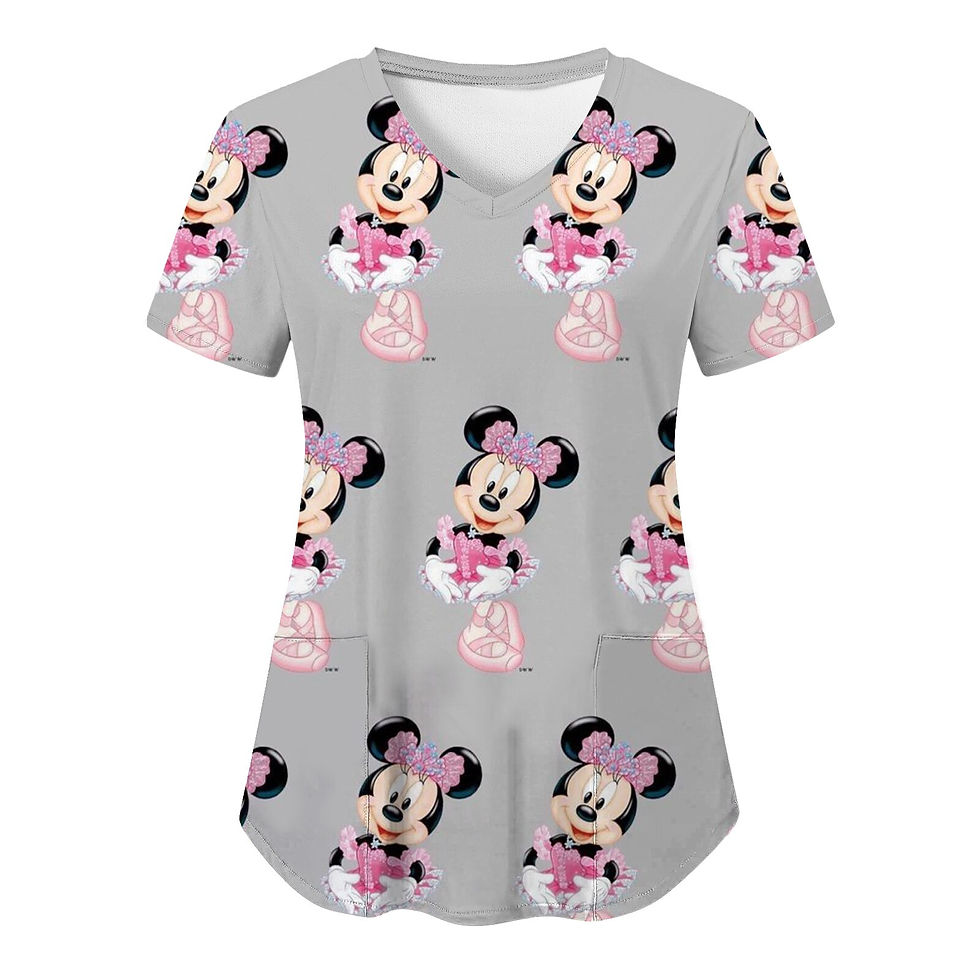 الصورة المصغرة: T Shirt V Neck T-shirts Disney T-shirt Nurse Uniform Top Women 2023 Minnie Mous