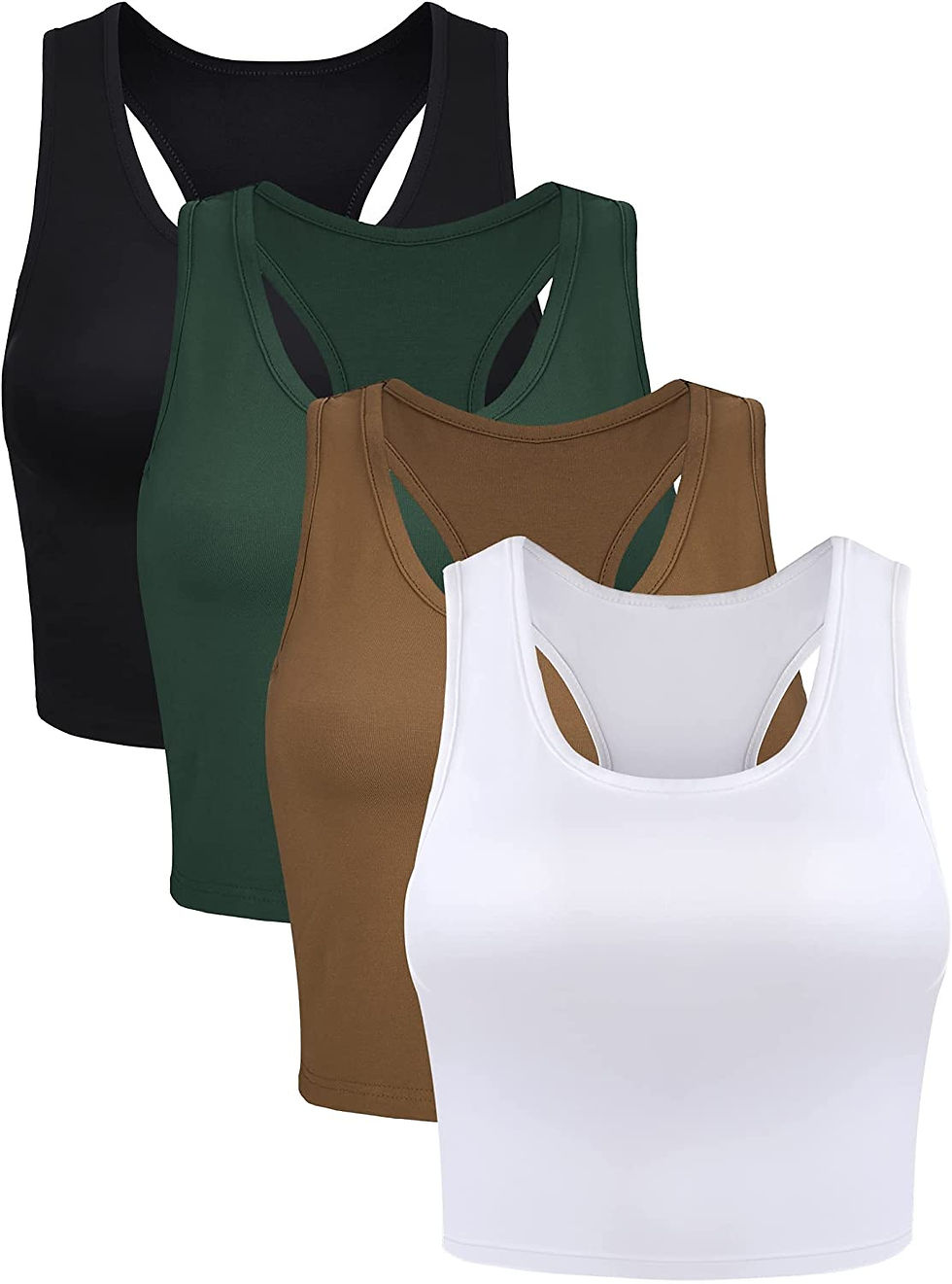 Thumbnail: Boao 4 Pieces Basic Crop Tank Tops Sleeveless Racerback Crop Sport Top for Women