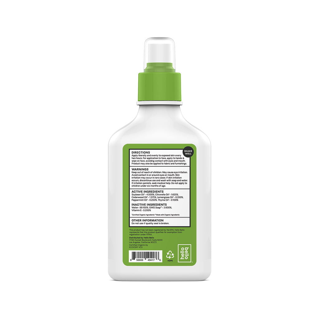 Hello Bello Organic Bug Spray I Deet Free Natural Bug Repellent for Babies and