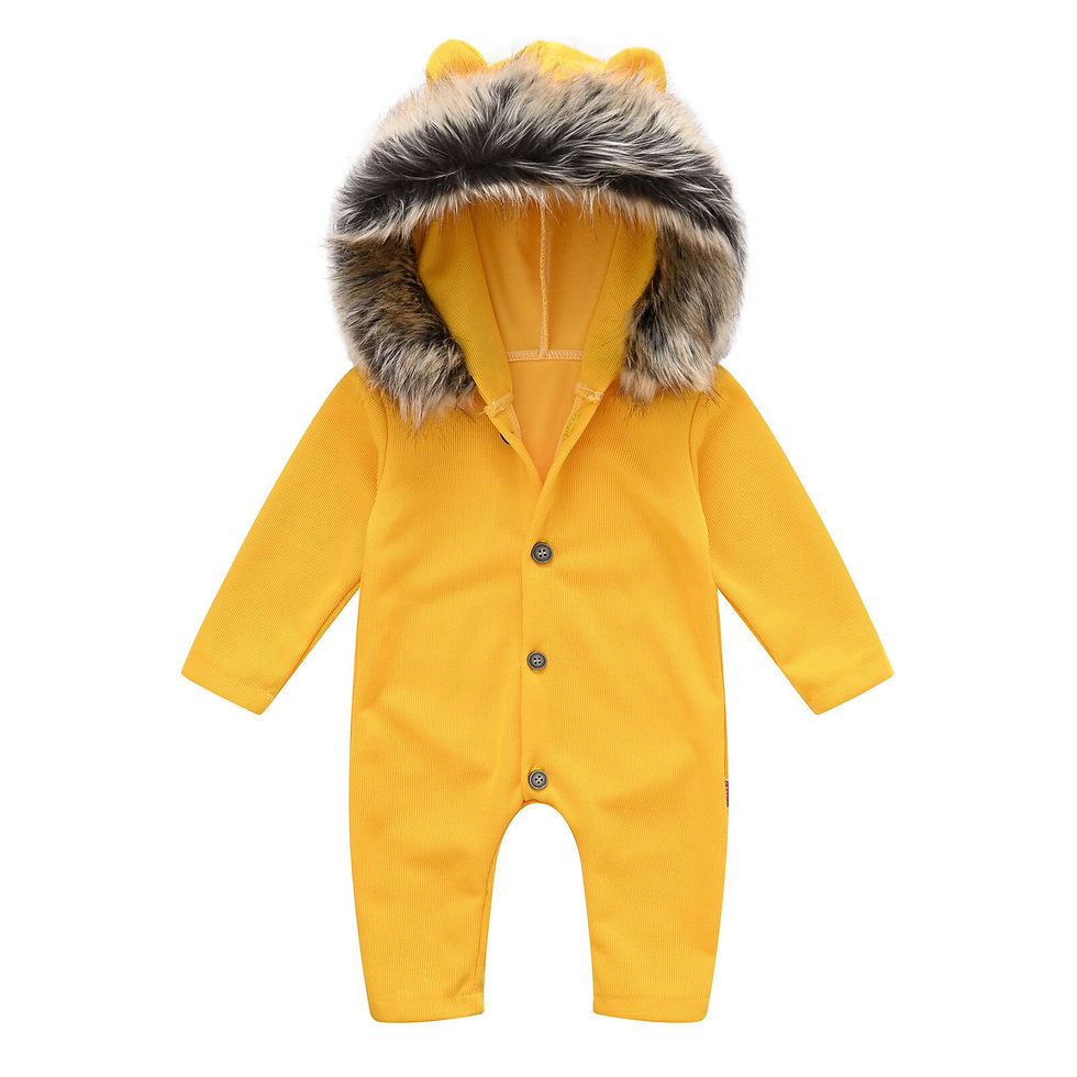 Thumbnail: Autumn baby Knitted clothing and hood baby clothes with fur collar for winter o