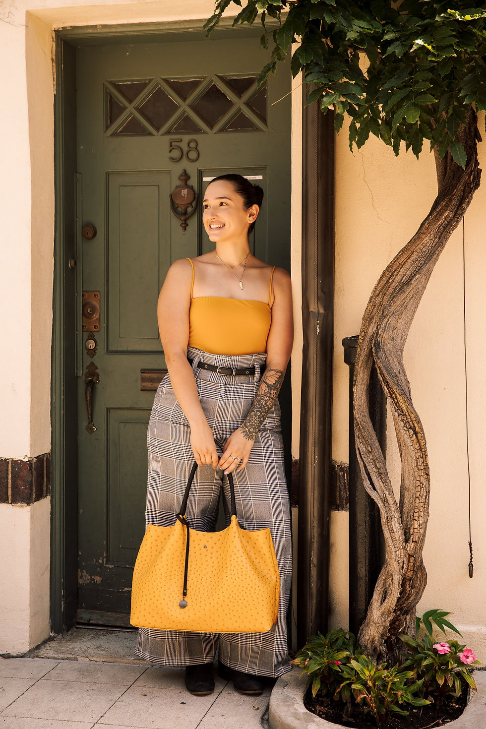 Miniatura: Naomi - Yellow Vegan Leather Tote Bag