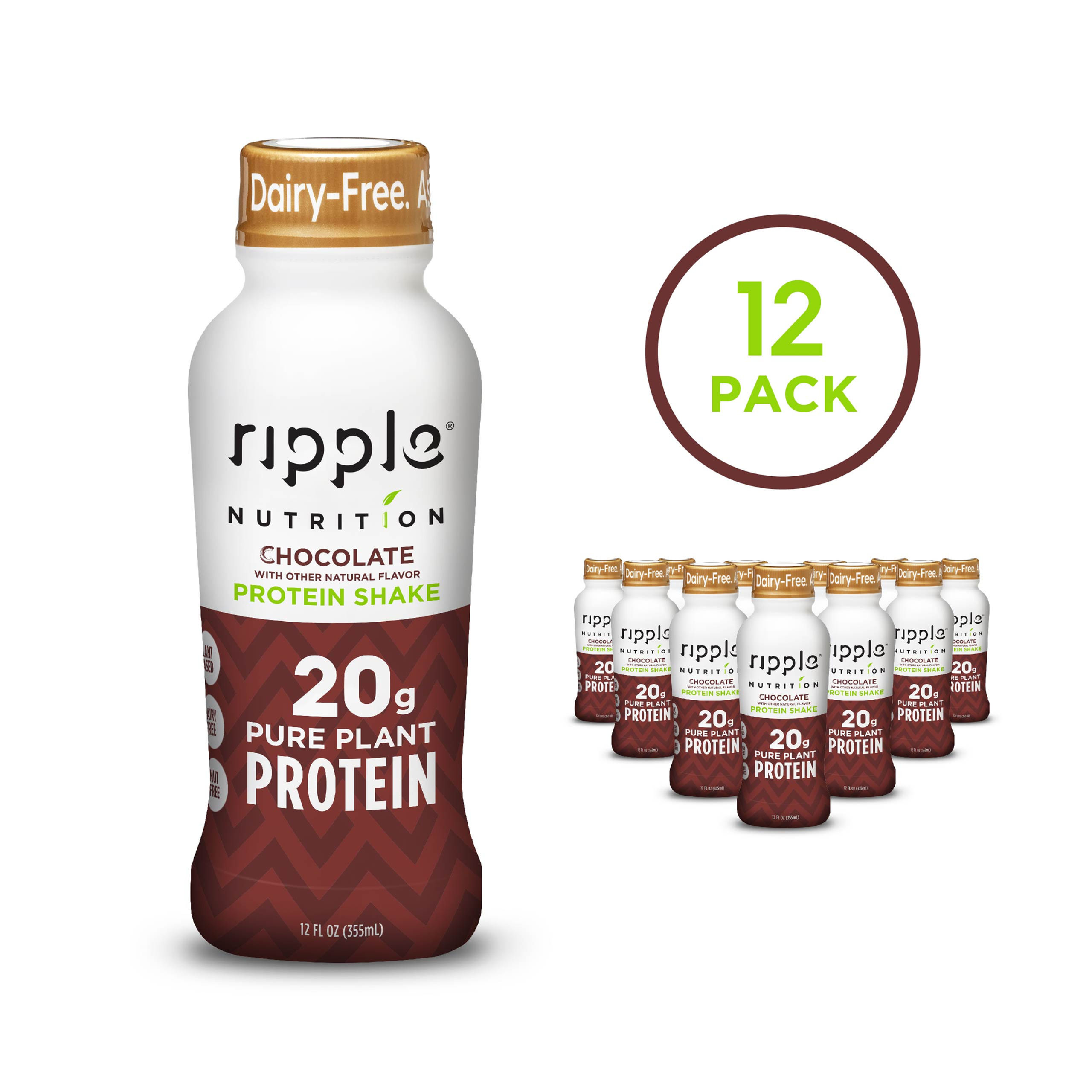 Ripple Nutrition Chocolate Protein Shake, 12 fl oz, 12 Ct