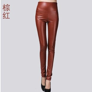 Thumbnail: PU High-waisted elastic leggings Black autumn winter new fashion fitting skinny