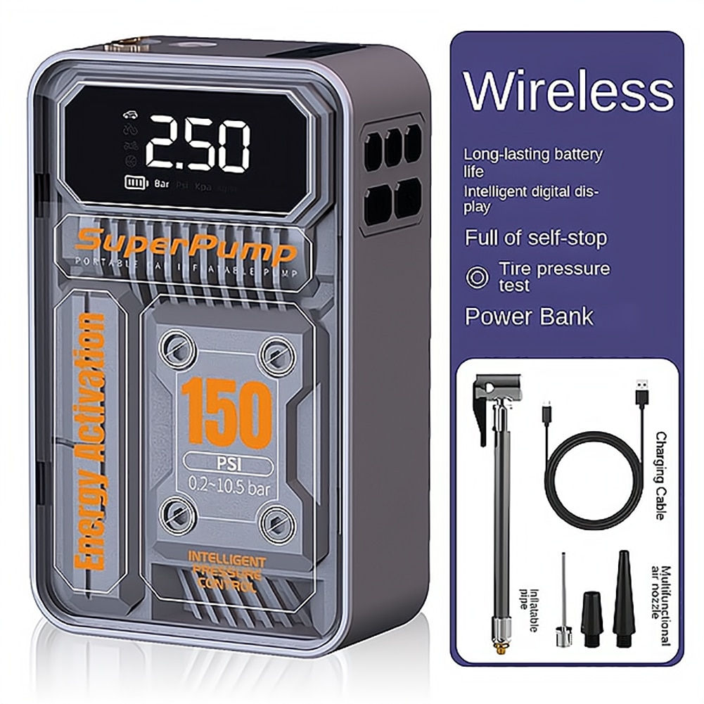 Wireless/Wired Car Air Compressor 4000mAh Electric Air Pump Tire Inflatable Pum