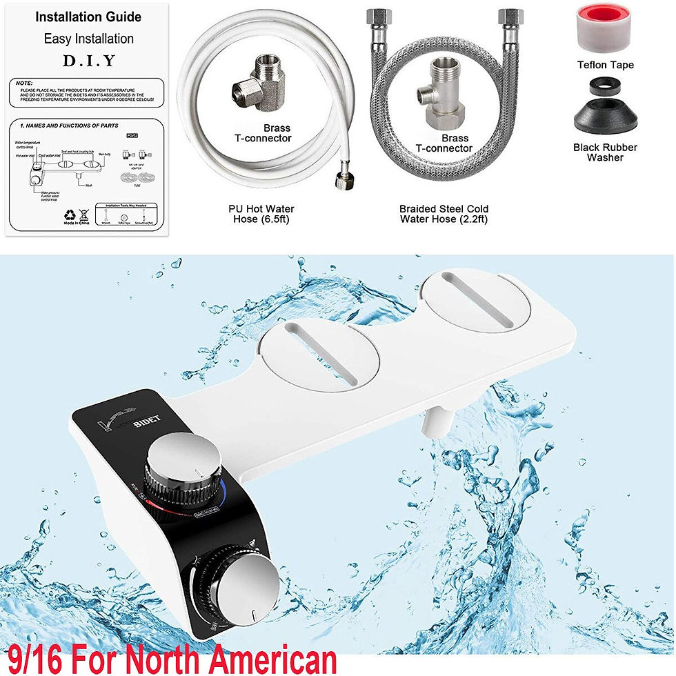 Thumbnail: Bidet Attachment Slim Toilet Seat Hot & Cold Double Nozzle Spiral Adjustable Wa
