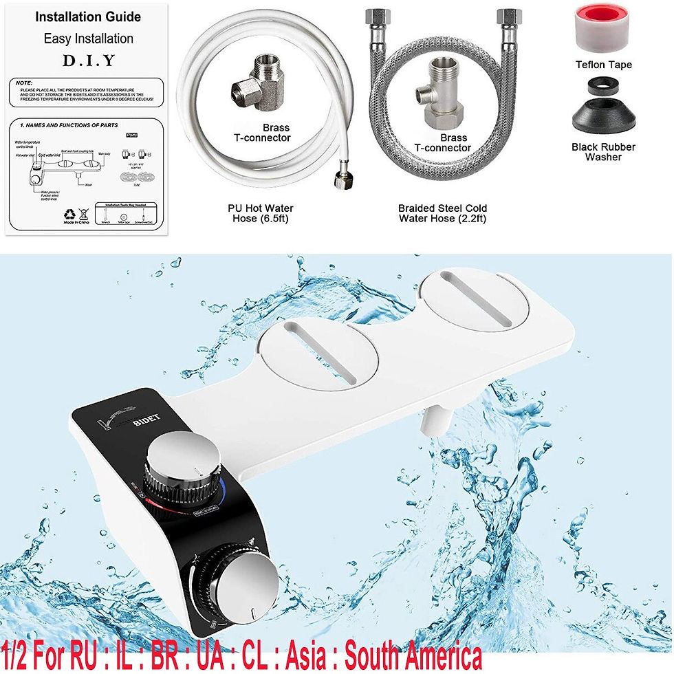 Thumbnail: Bidet Attachment Slim Toilet Seat Hot & Cold Double Nozzle Spiral Adjustable Wa