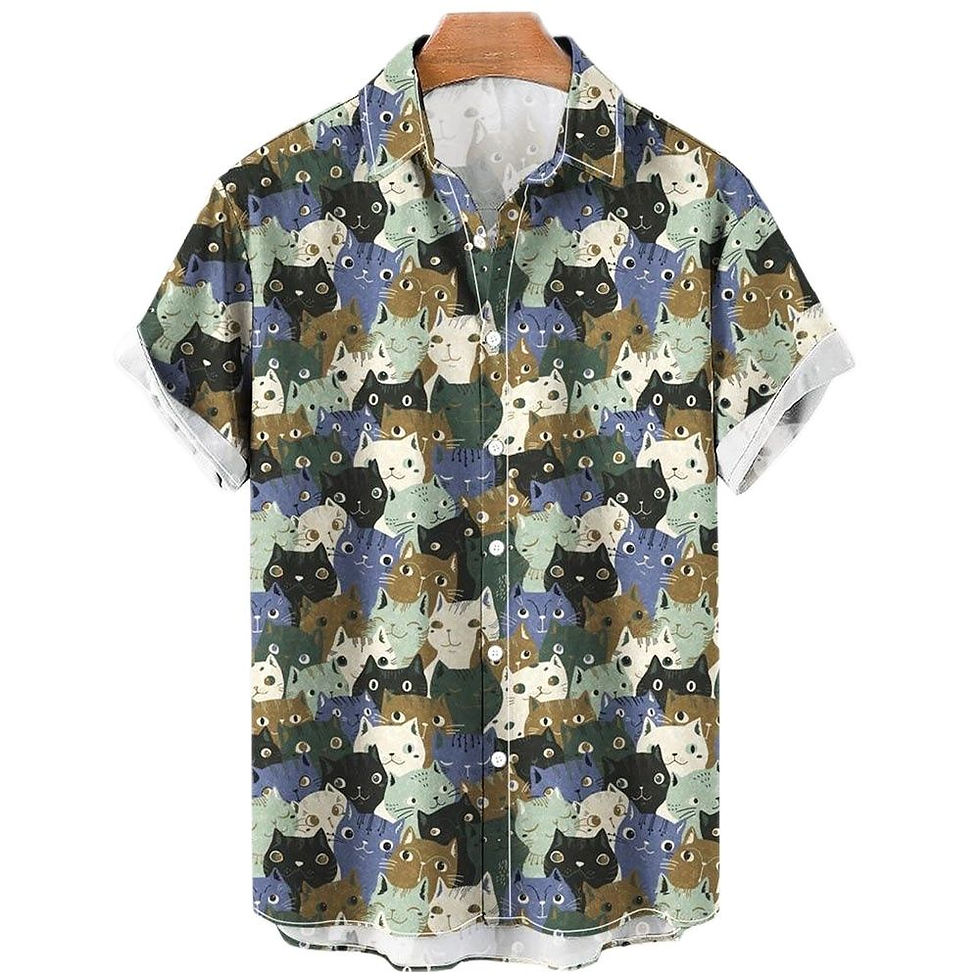 Thumbnail: Black Kawaii Cats Men's Shirts Fashion Women Blouses 2022 Shirt Unisex 3d Femal