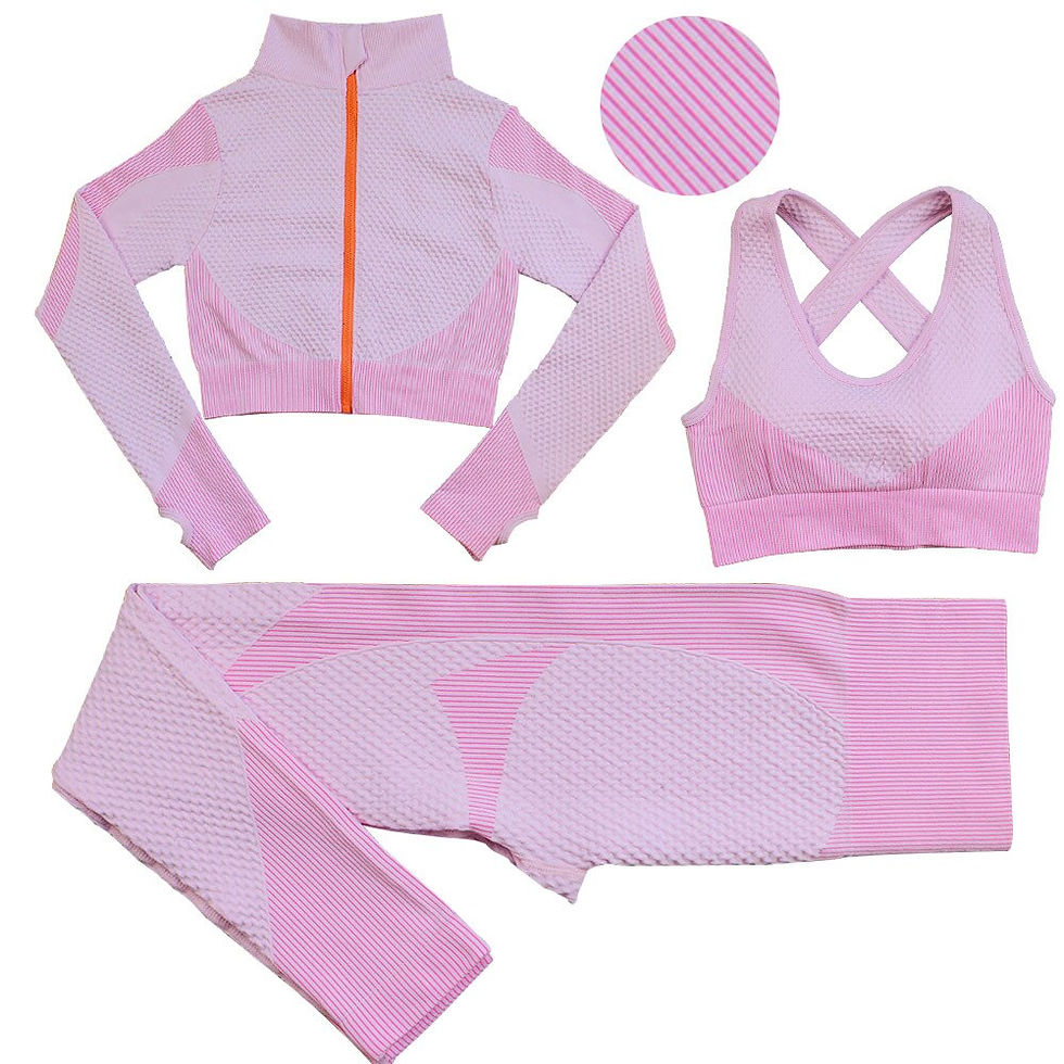 Thumbnail: 3 PCS Yoga Set Women Outfits Seamless Zipper Long Sleeve Sports Bra Leggings Fi