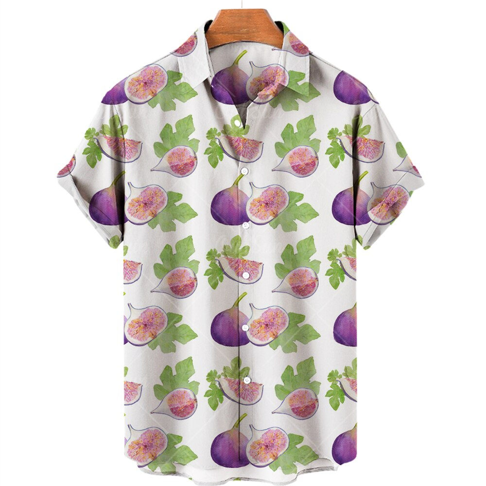 Men's Beach Summer Outdoor Vintage Hawaiian Shirt 3d Fruit Printing Shirt Men W