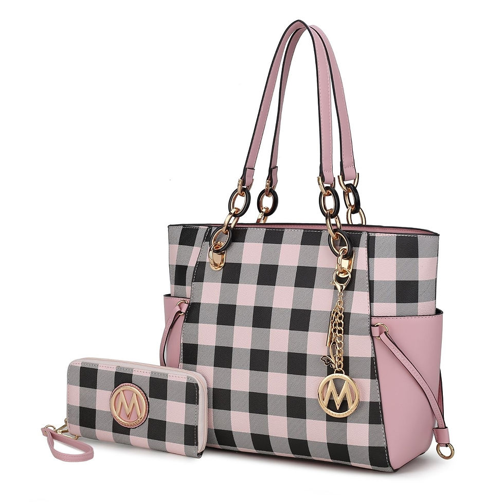 Miniatura: MKF Collection Yale Checkered Tote Handbag with Wallet by Mia K.