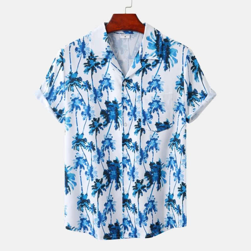 Thumbnail: Hawaiian Men's Beach Summer Outdoor Vintage Shirt Beach Coconut Tree Print Shor