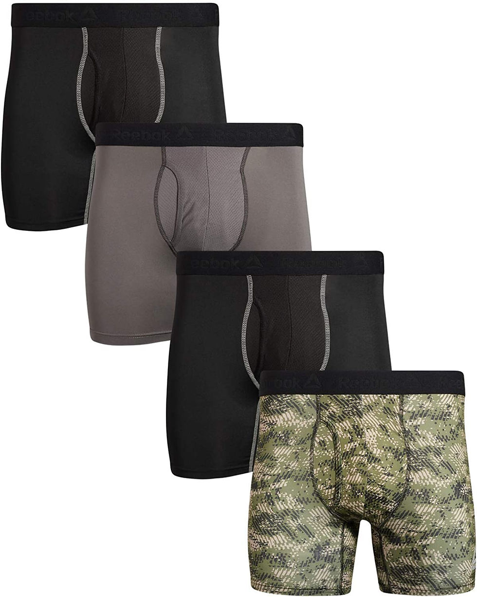 Thumbnail: Reebok Men's Underwear - Performance Boxer Briefs with Fly Pouch (4 Pack)