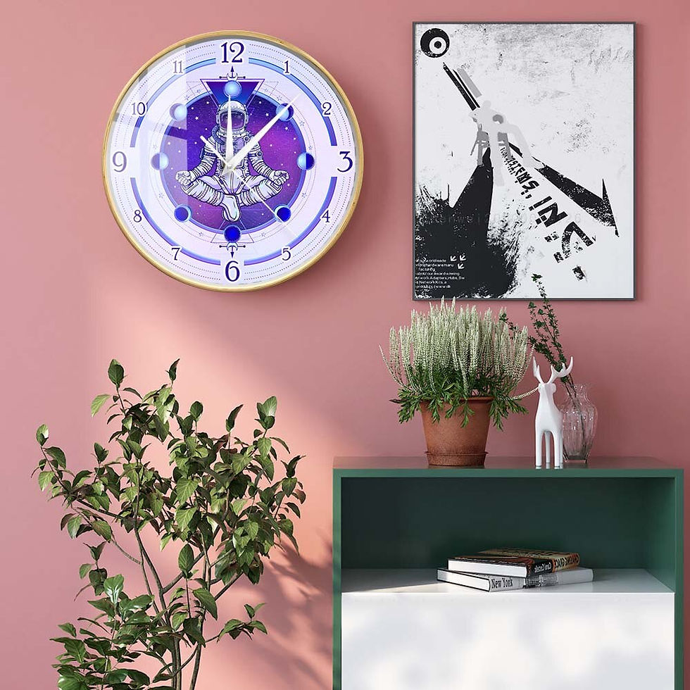 Thumbnail: Meditating Astronaut In Space Surreal Modern Design Wall Clock Outer Space Home
