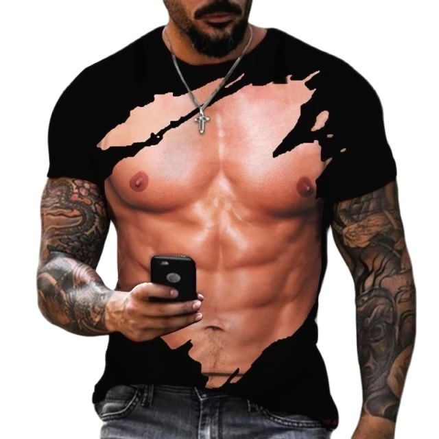 Thumbnail: Europe and America Fashion T Shirts Men Women 3D Animal Print Sexy Muscle Shirt