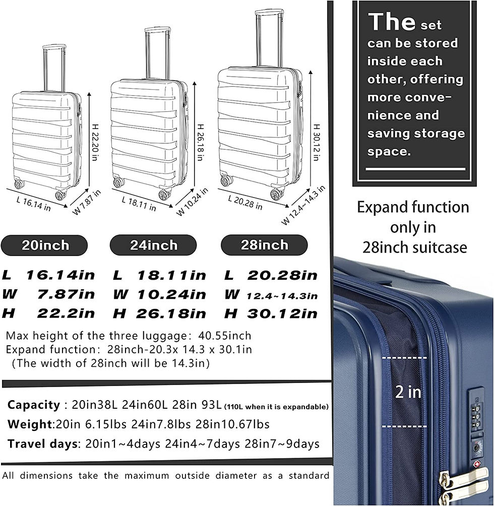Miniatura: COOLIFE luggage Expandable(only 28”) suitcase 3 piece set PP material with TS