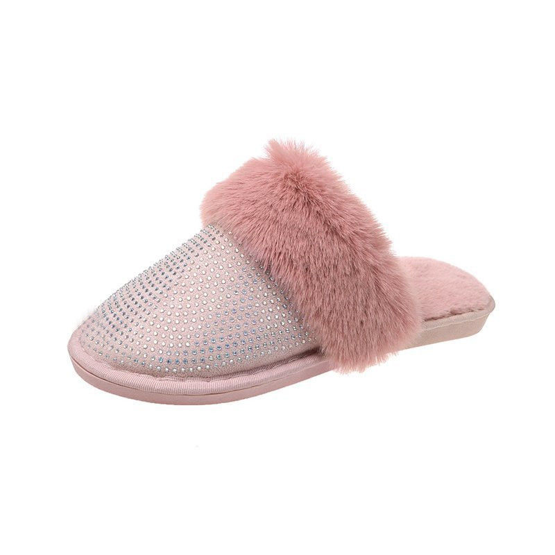 Miniature : Winter Women Fur Bow Knot Fluffy sneakers Ladies Plush Loafers Flats Boots