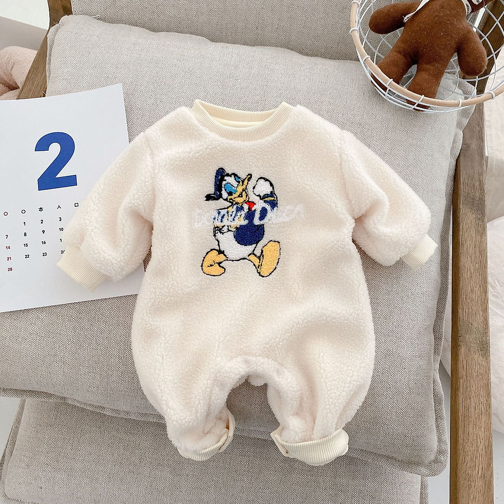Thumbnail: Winter Clothes Baby Cashmere Romper Donald Duck Pattern Thickened Onesie For To