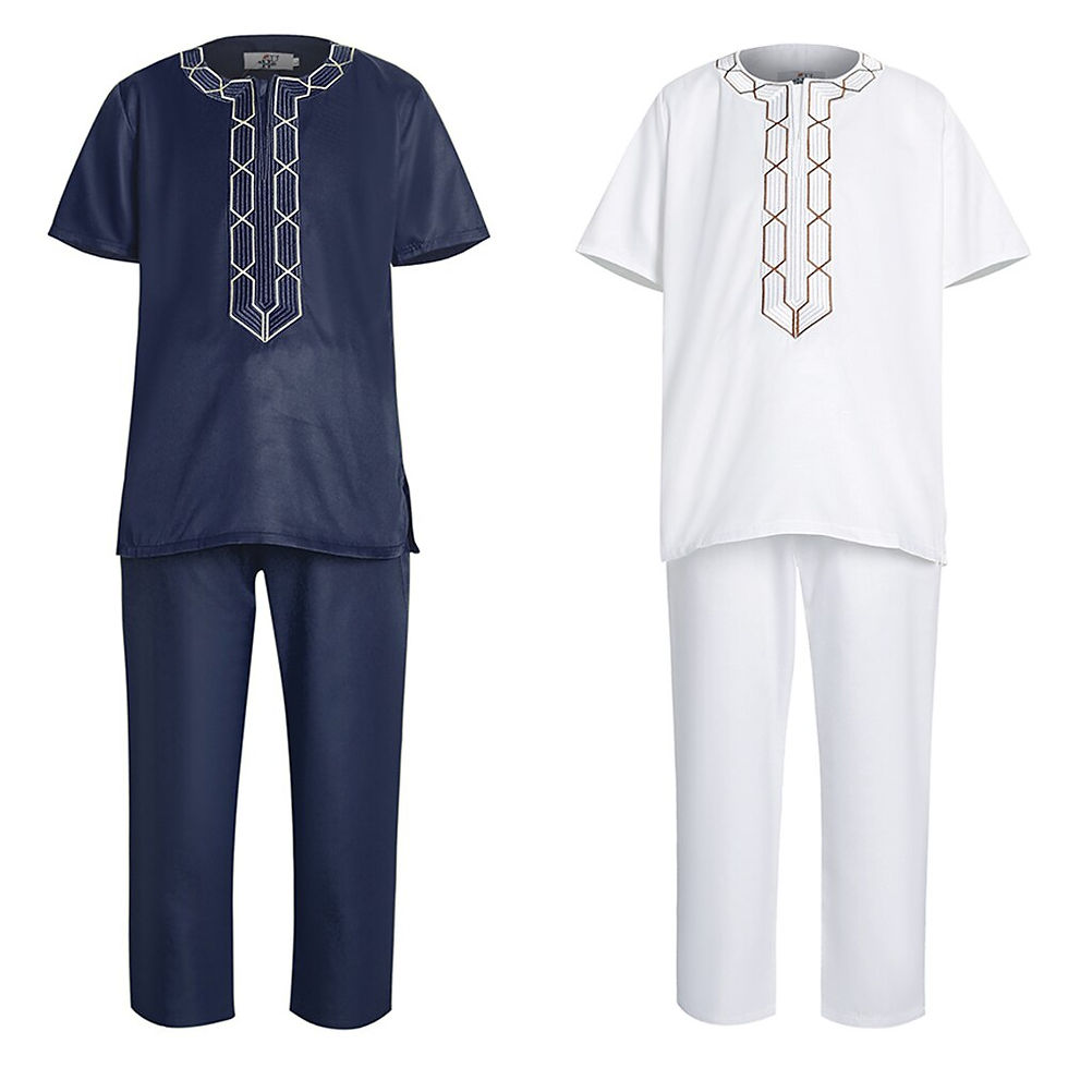 Thumbnail: H&D Shirt Pants 2 Pieces Set For Kids Boys 2022 African Outfit Children Dashiki