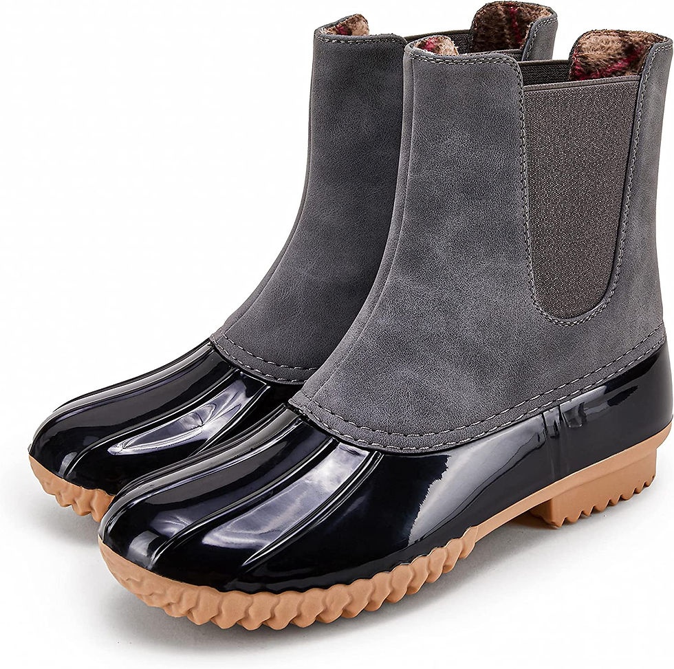 Thumbnail: Kathemoi Womens Duck Boots Slip on Ankle Boots Waterproof Booties Mid Calf Leop