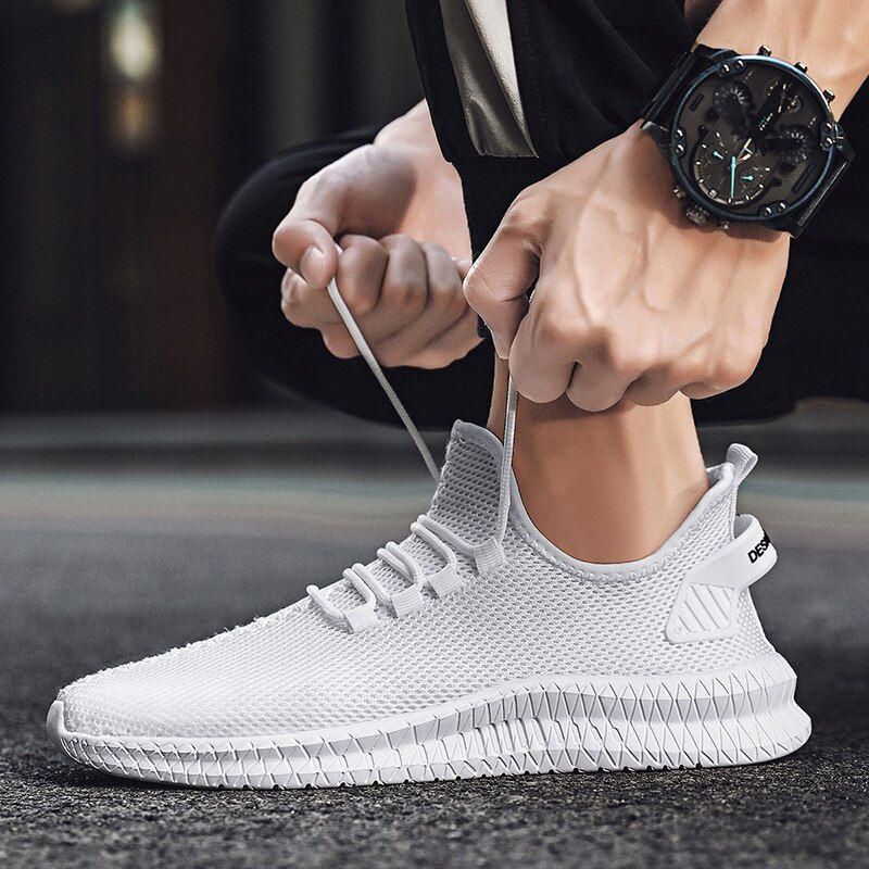 Miniature : Breathable Mesh Men Shoes Trendy Lightweight Walking Flats Plus Size Male Tenni