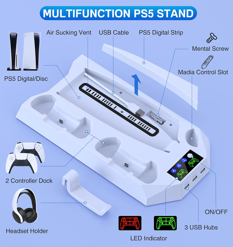Thumbnail: PS5 Stand with Cooling Fan,BEBONCOOL PS5 Accessories,Dual Charger Station for P