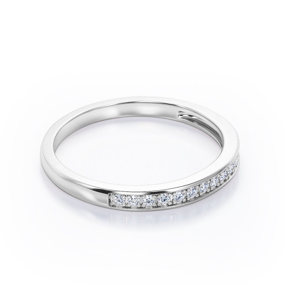Thumbnail: Semi Eternity 0.15 TCW Round Cut Diamond Pave Accented Channel Wedding Band in 