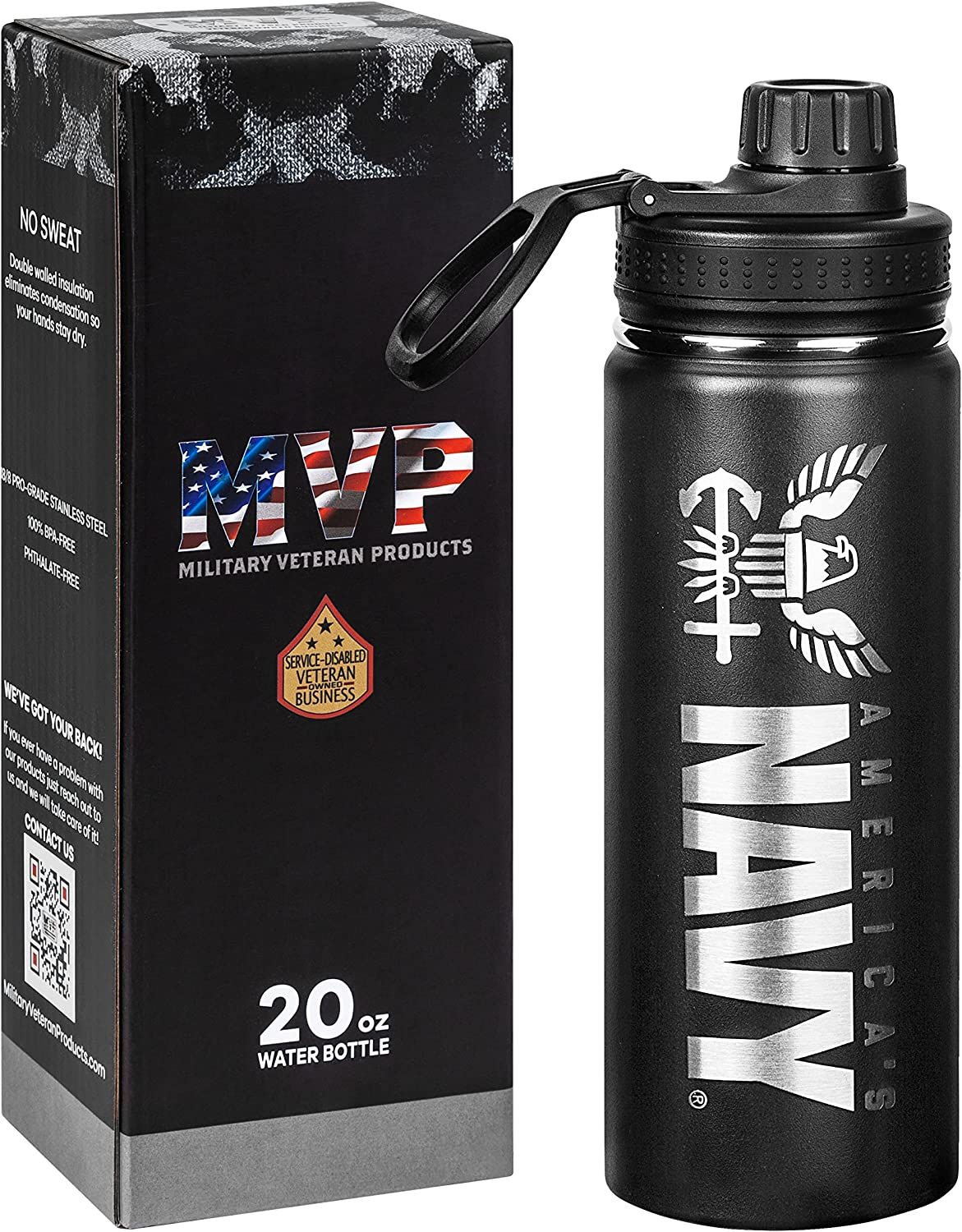 20oz American Flag Water Bottle – USA Double Wall Vacuum Insulated Stainless 