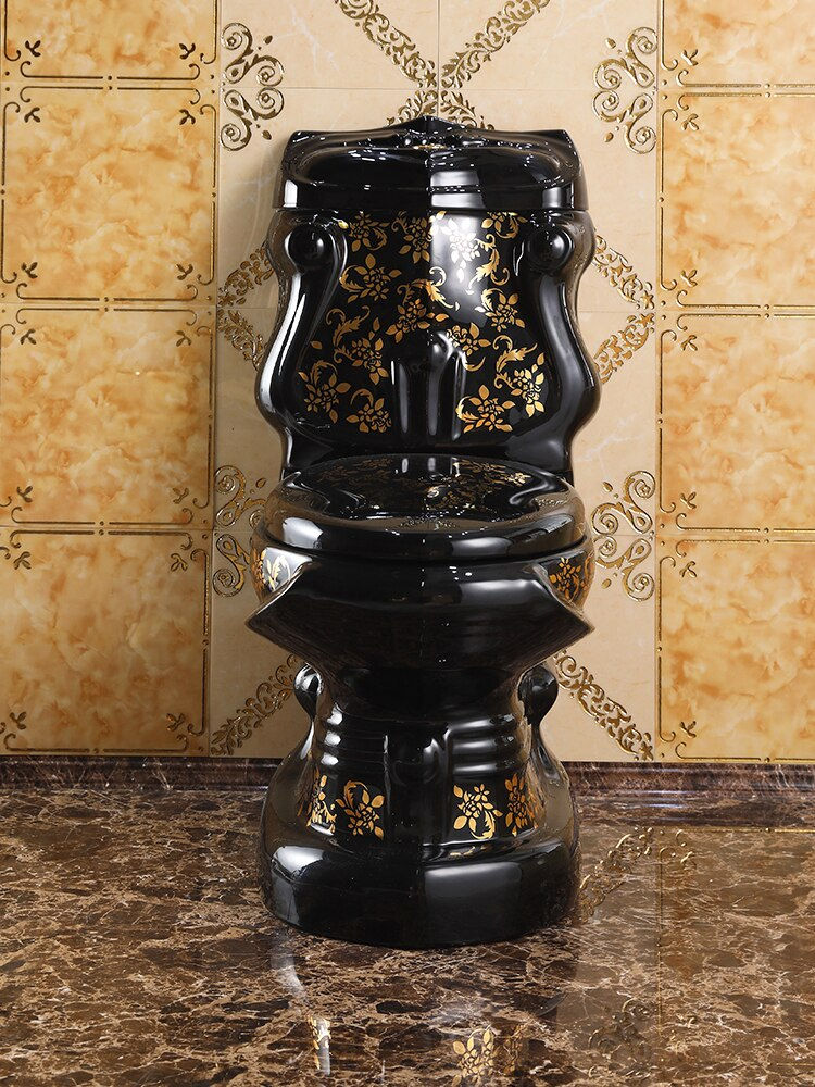 Thumbnail: Classical Court Relief Toilet Water-Saving Mute Personality Toilet Color Gold B