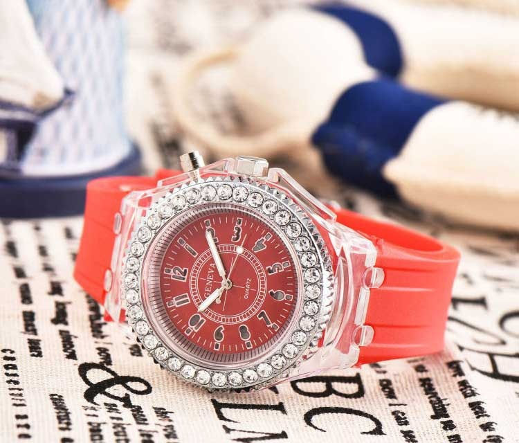 Thumbnail: LED Sport Watches Geneva Luminous Women Quartz Watch Ladies Women Silicone Wris