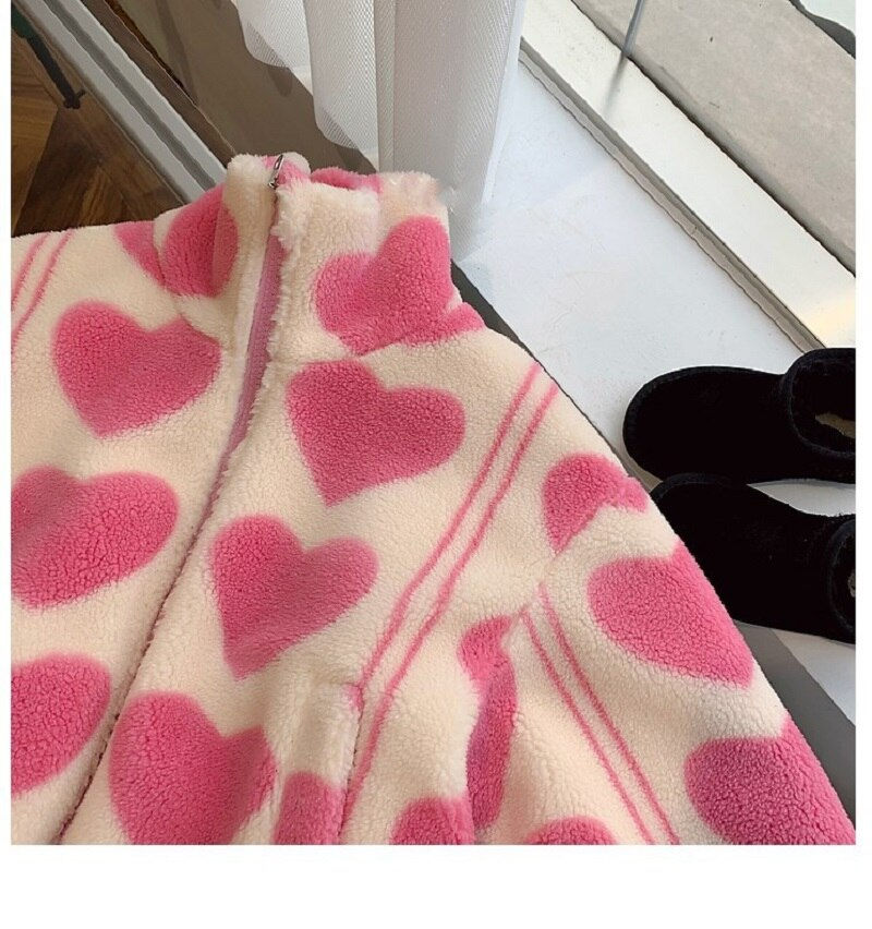 Thumbnail: Fashion Winter Baby Girls Lovely Pink Warmth Cashmere Fleece Full Zip Jackets K