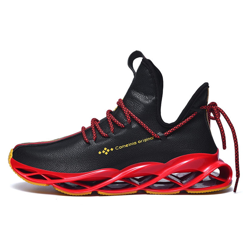 Thumbnail: Men's Running Shoes Waterproof Leather Sneakers Unique Blade Sole High-quality 