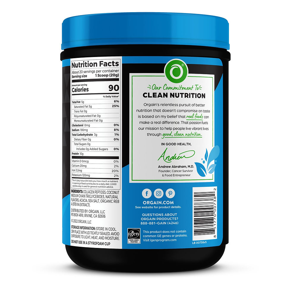الصورة المصغرة: Orgain Keto Hydrolyzed Collagen Protein Powder with MCT Oil, Vanilla, 10g Colla