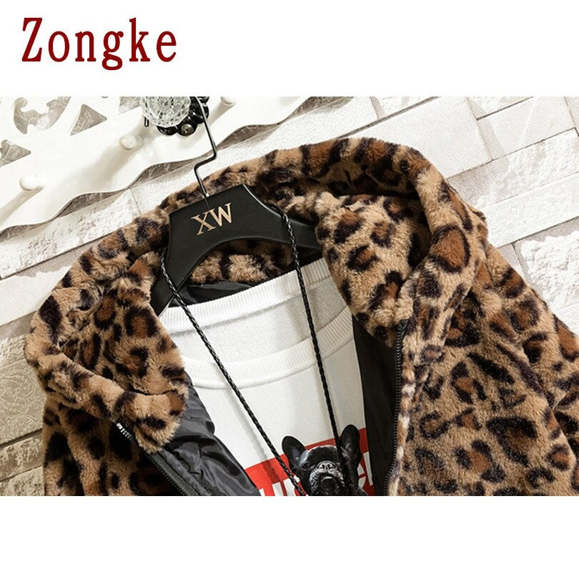 थंबनेल: Leopard Hooded Winter Jacket Men Streetwear Winter Casual Jackets for Men