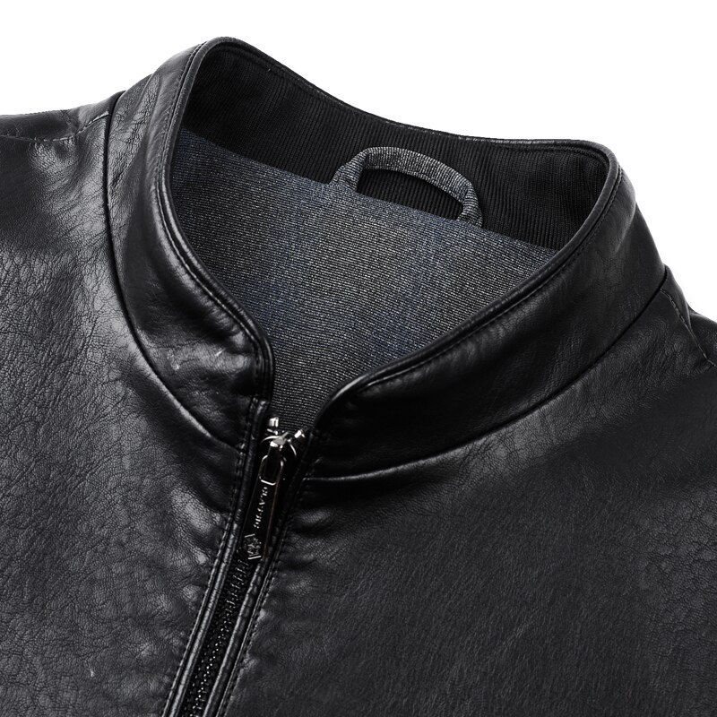Miniature : New Wintersweet Men's Baseball Collar Leather Coat Spring and Autumn High-End M