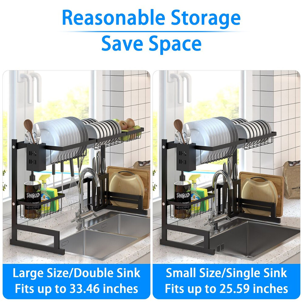Thumbnail: Dish Drying Rack Kitchen Over The Sink Dish Drain Rack Utensil Holder Double Si