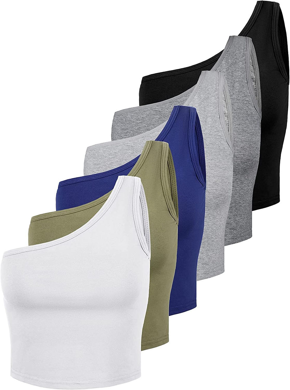 Thumbnail: 6 Pieces Women Basic Crop Tank Tops Sleeveless Racerback Sport Crop Top