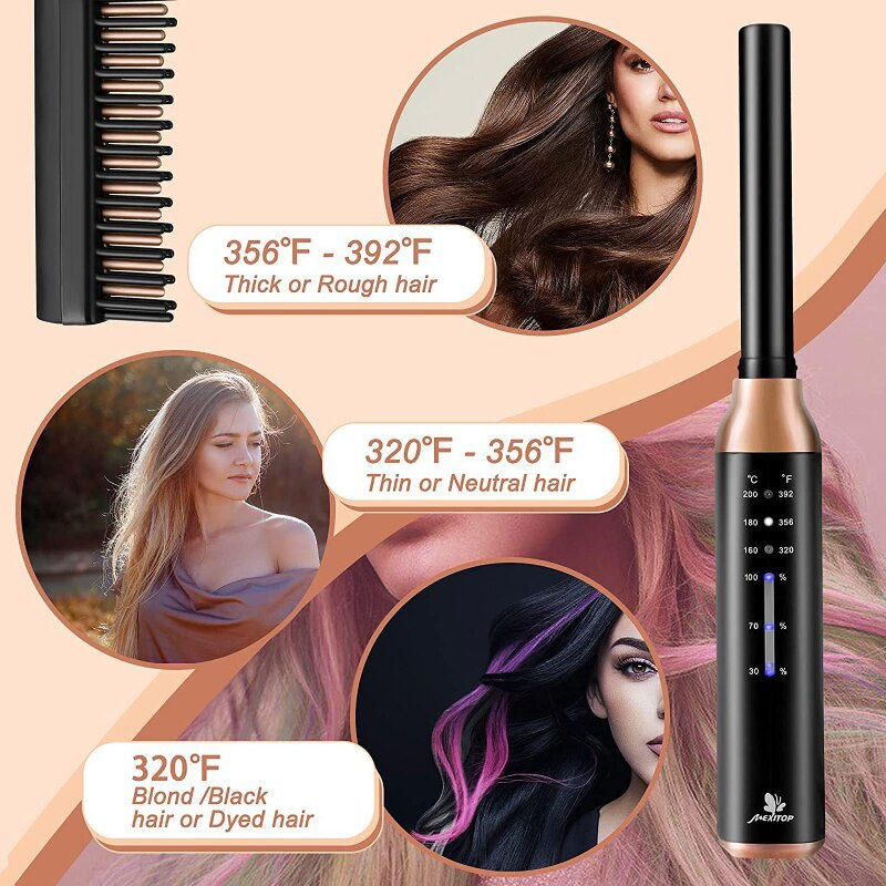 Miniaturbild: Wireless Hair Straightener Hot Comb Heating Brush Portable Smooth Beard Straigh