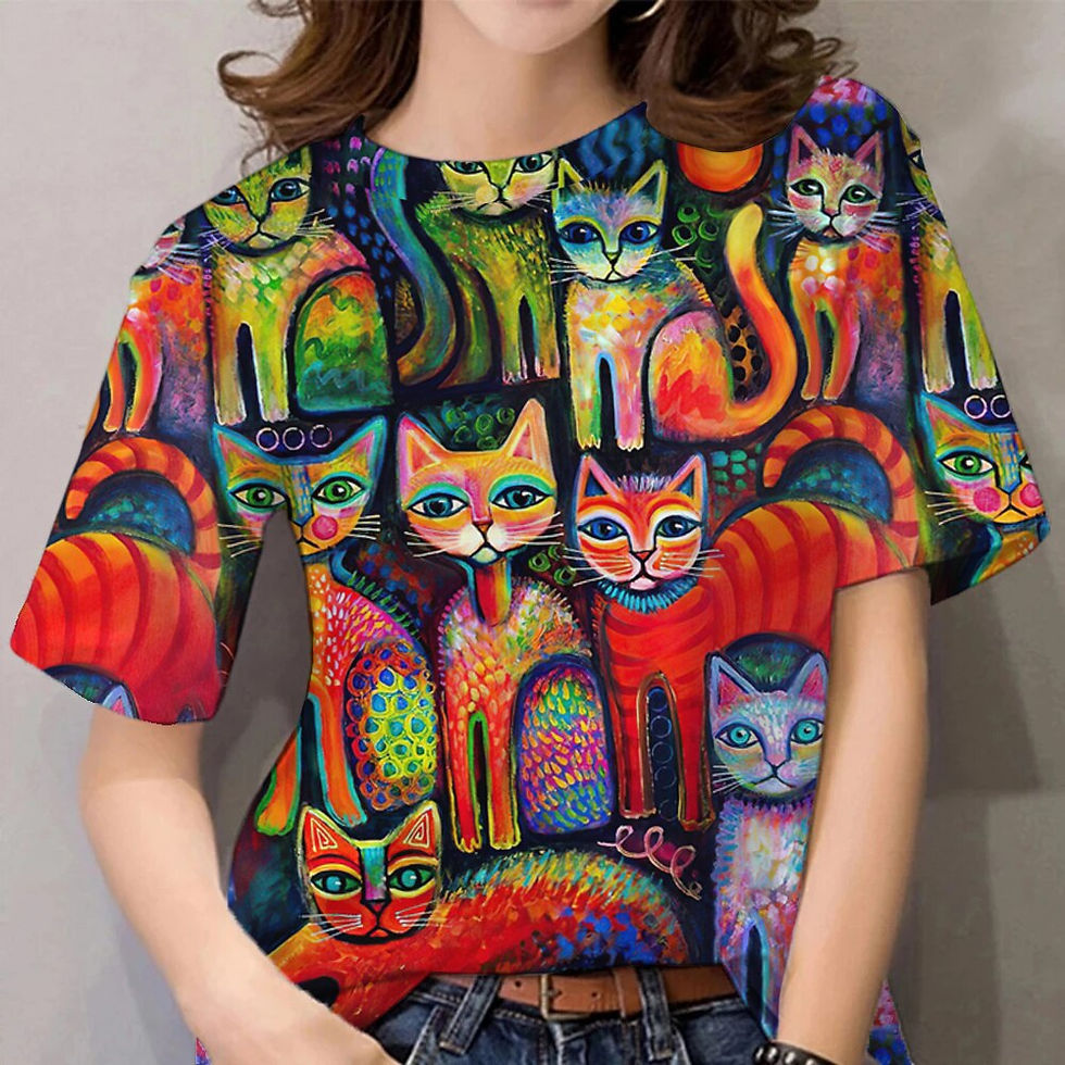 الصورة المصغرة: Women's T-shirt 3d Oil Painting Animal Ladies Clothing Fashion Street Short Sle