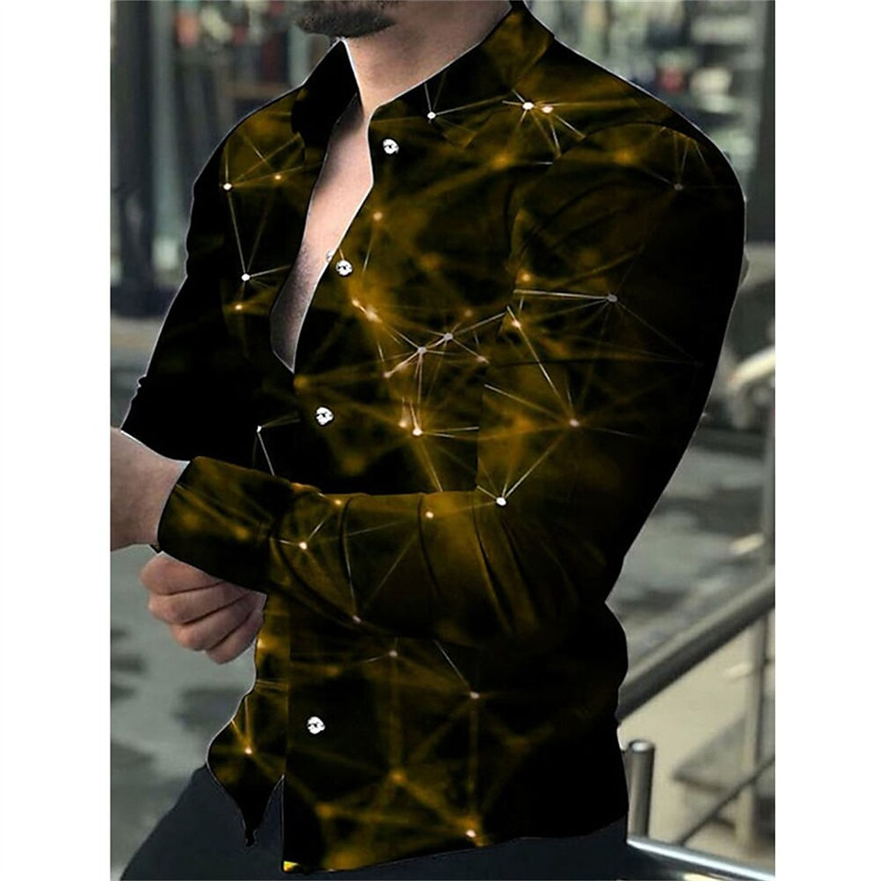 Thumbnail: High Quality Fashion Men Shirts Buttoned Shirt Casual Designer Starry Sky Print