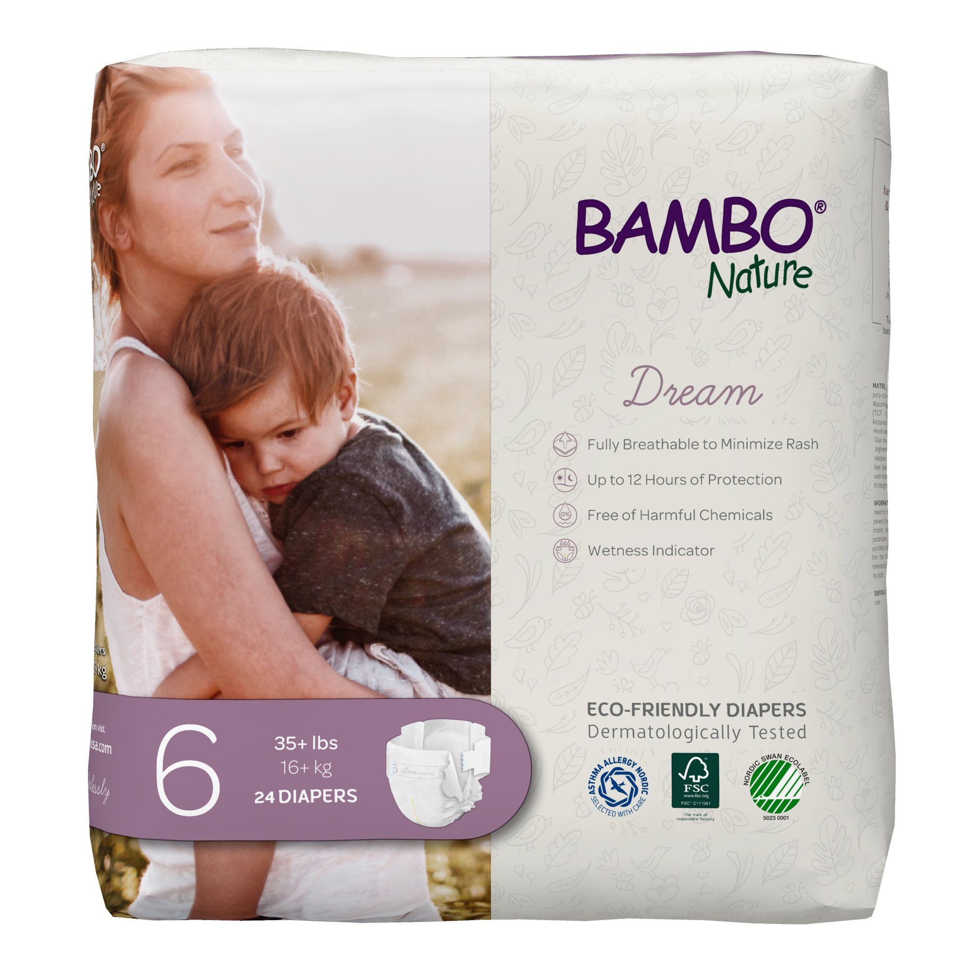 Bambo Nature Baby Diapers, Disposable, Eco-Friendly, Size 6, 35+ lbs, 24 Ct