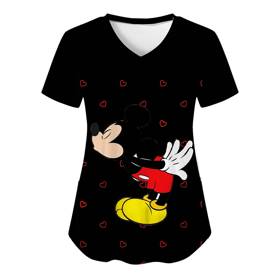 الصورة المصغرة: T Shirt V Neck T-shirts Disney T-shirt Nurse Uniform Top Women 2023 Minnie Mous