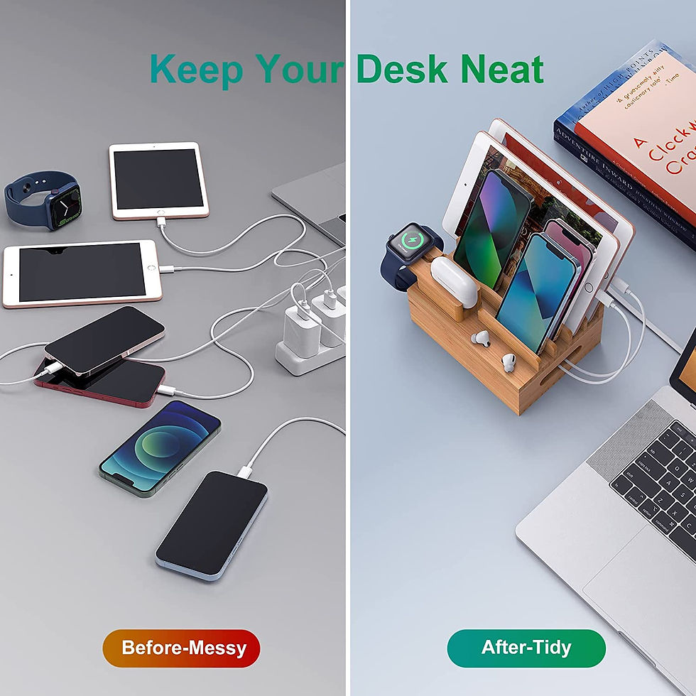 الصورة المصغرة: Phone Docking Station for Multiple Devices, Electronic Organizer Stand Box- for