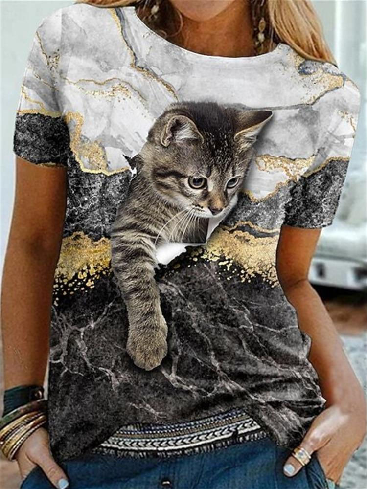 الصورة المصغرة: abstract man portrait Women T Shirts 2021 New Summer Short Sleeve O-Neck Tops C