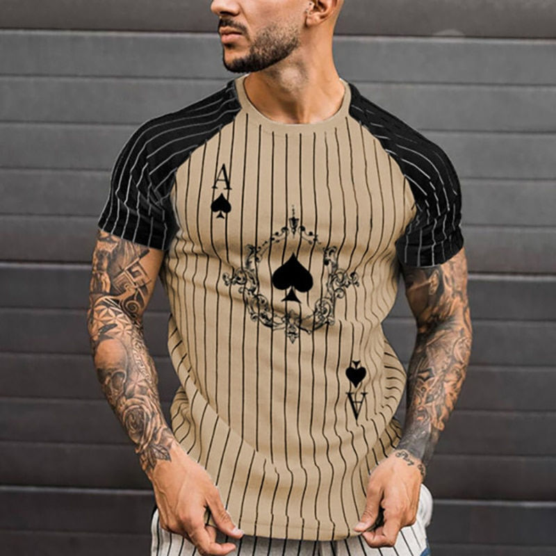 Thumbnail: Summer New Spade Poker Stripe T-shirt Casual Men's 3D-Print Oversized Solid Sim