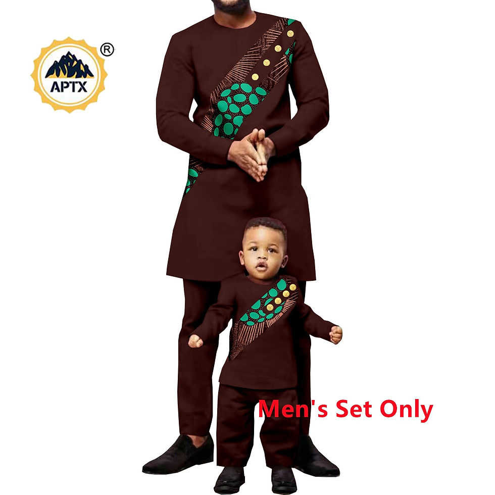 Thumbnail: African Clothes for Family Dashiki Match Men& Chirdren Outfits Bazin Top and Pa