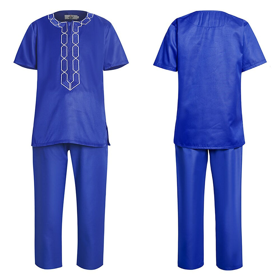 Thumbnail: H&D Shirt Pants 2 Pieces Set For Kids Boys 2022 African Outfit Children Dashiki