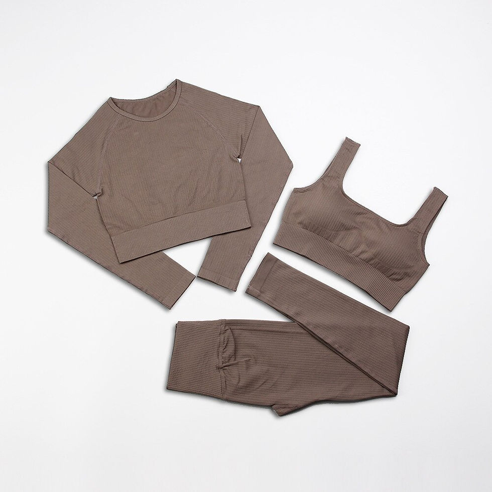 Thumbnail: 2/3/4/5Pcs Seamless Yoga Set Women's Tracksuit Striped Gym Clothing Solid Color