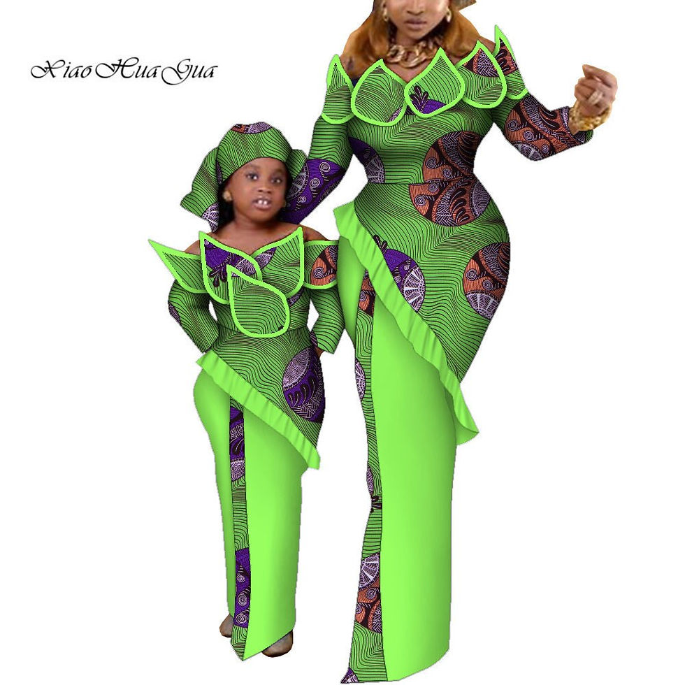 Thumbnail: Fashion Mom Daughter Dress Ankara Dresses Women Girls Family Matching Clothing 