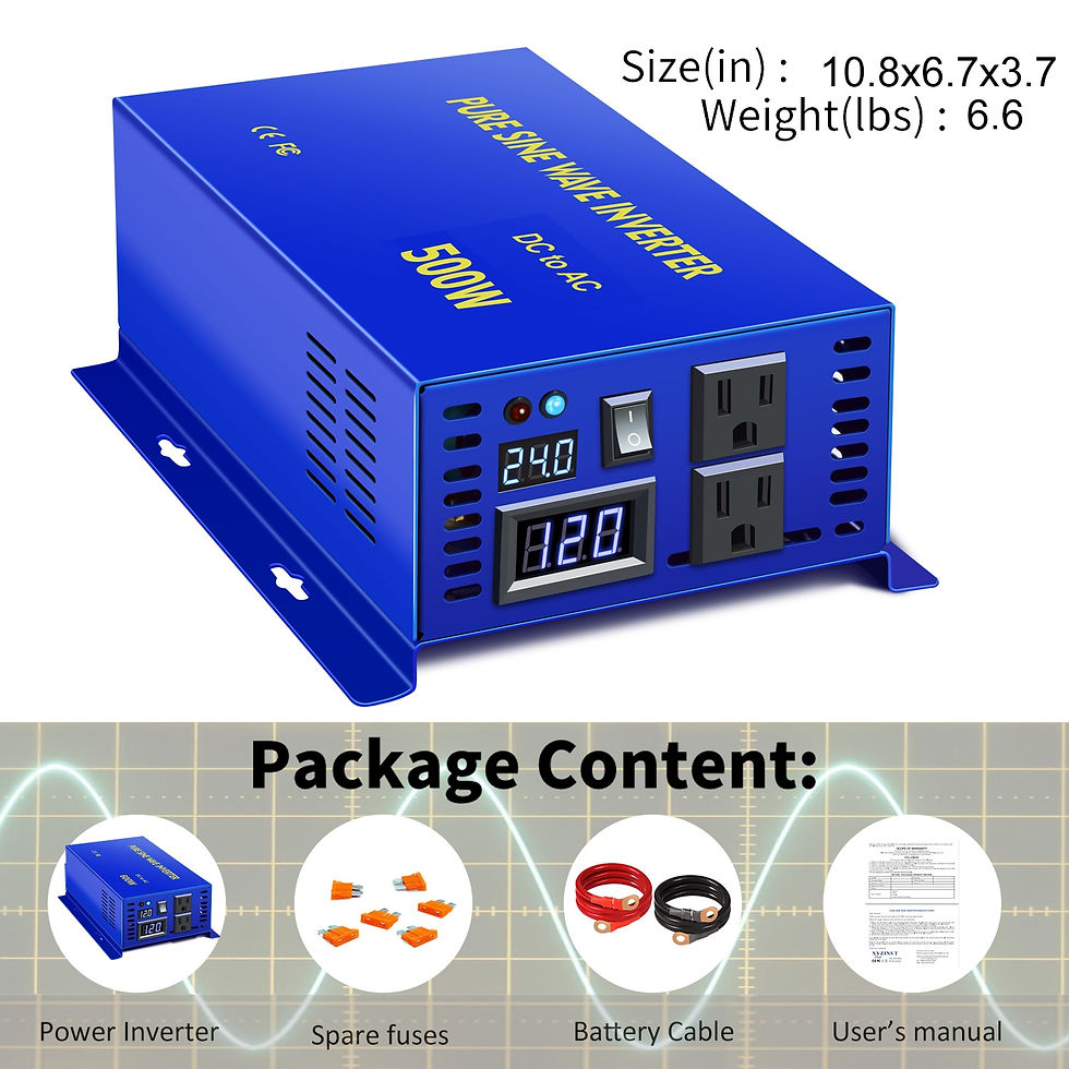 Thumbnail: 500W Pure Sine Wave Solar Inverter 24V 220V Car Power Inverter Battery Bank 12V